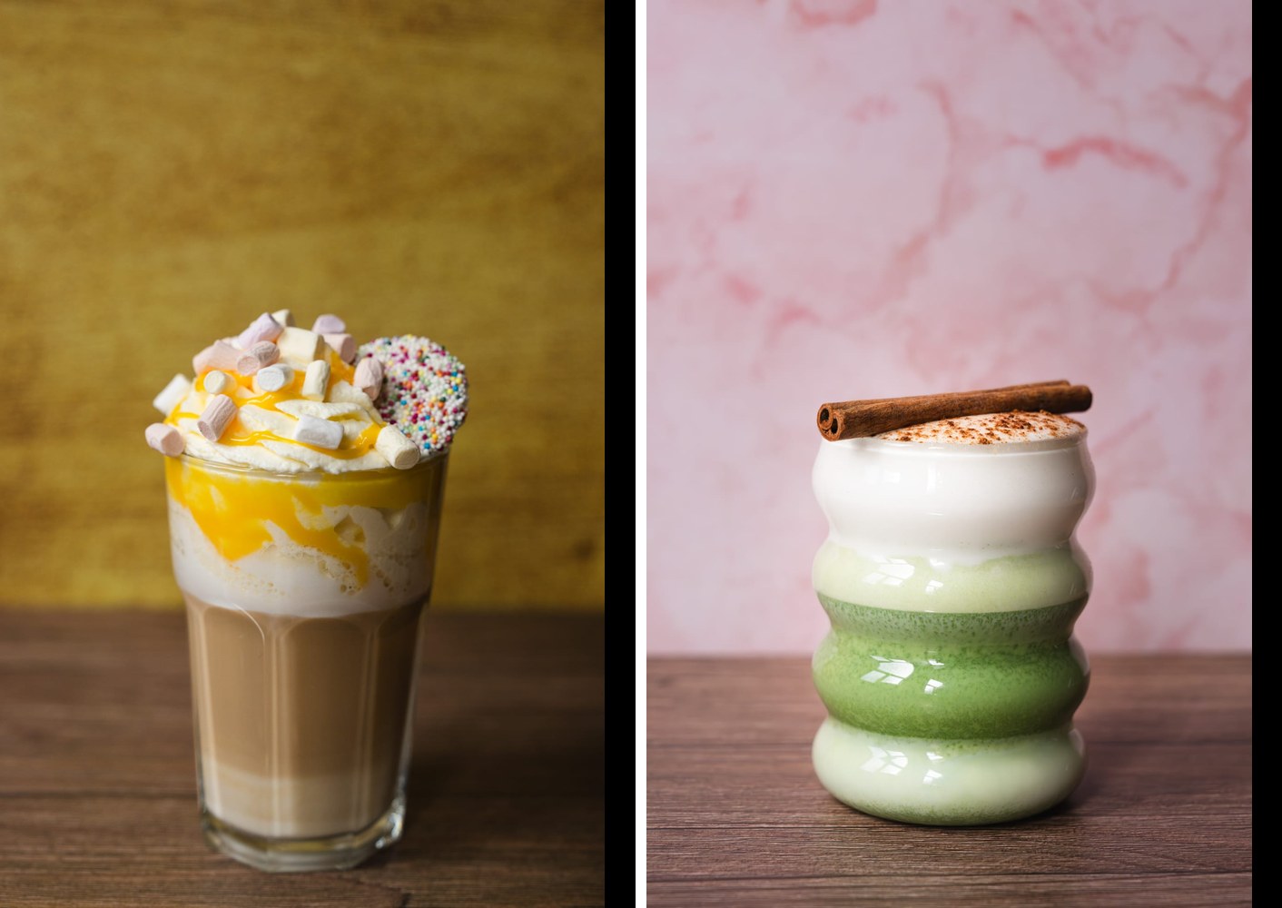 Advocaat Special en Matcha Affogato naast elkaar